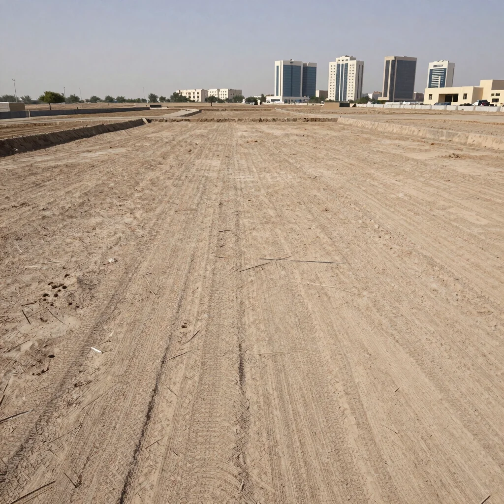 Environmental photograph of a cleared residential plot in Riyadh